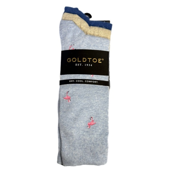 Goldtoe Other - GOLDTOE Men’s Crew Socks 3-Pack – Chambray Flamingo, Oatmeal Rib, Royal Sailboat